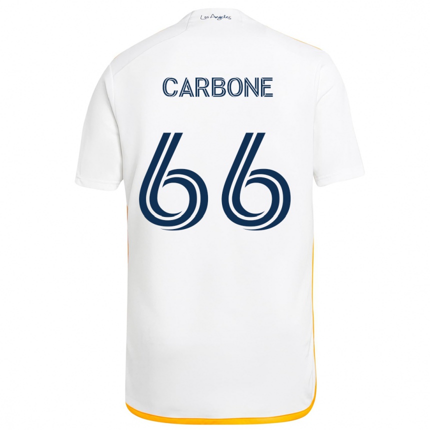 Niño Fútbol Camiseta Matteo Carbone #66 Blanco Amarillo 1ª Equipación 2024/25 México