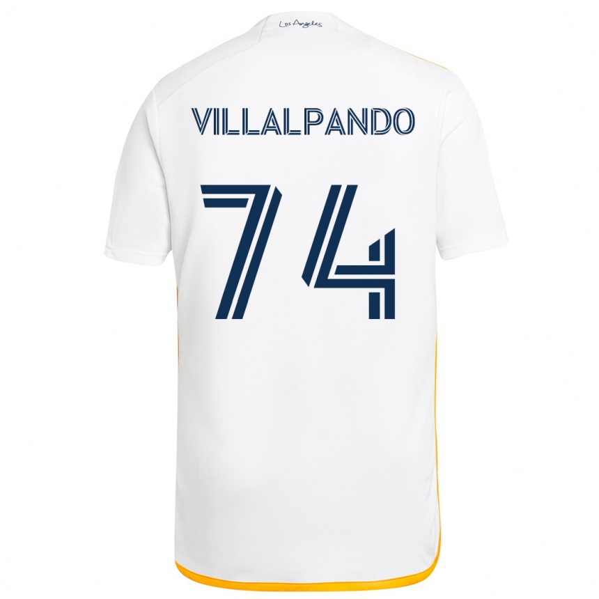 Niño Fútbol Camiseta Sergio Villalpando #74 Blanco Amarillo 1ª Equipación 2024/25 México