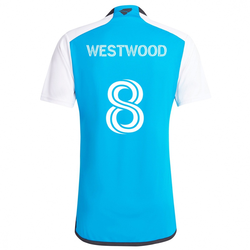 Niño Fútbol Camiseta Ashley Westwood #8 Azul Blanco 1ª Equipación 2024/25 México