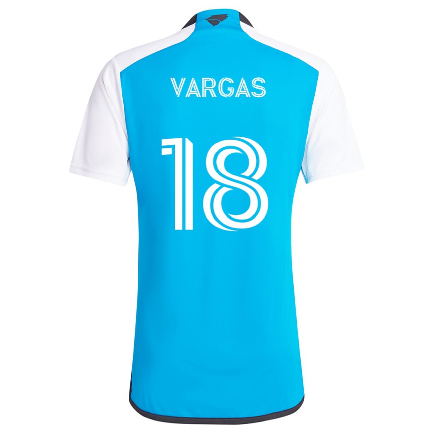 Niño Fútbol Camiseta Kerwin Vargas #18 Azul Blanco 1ª Equipación 2024/25 México