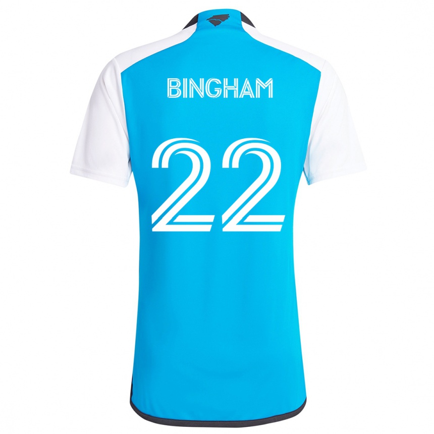 Niño Fútbol Camiseta David Bingham #22 Azul Blanco 1ª Equipación 2024/25 México