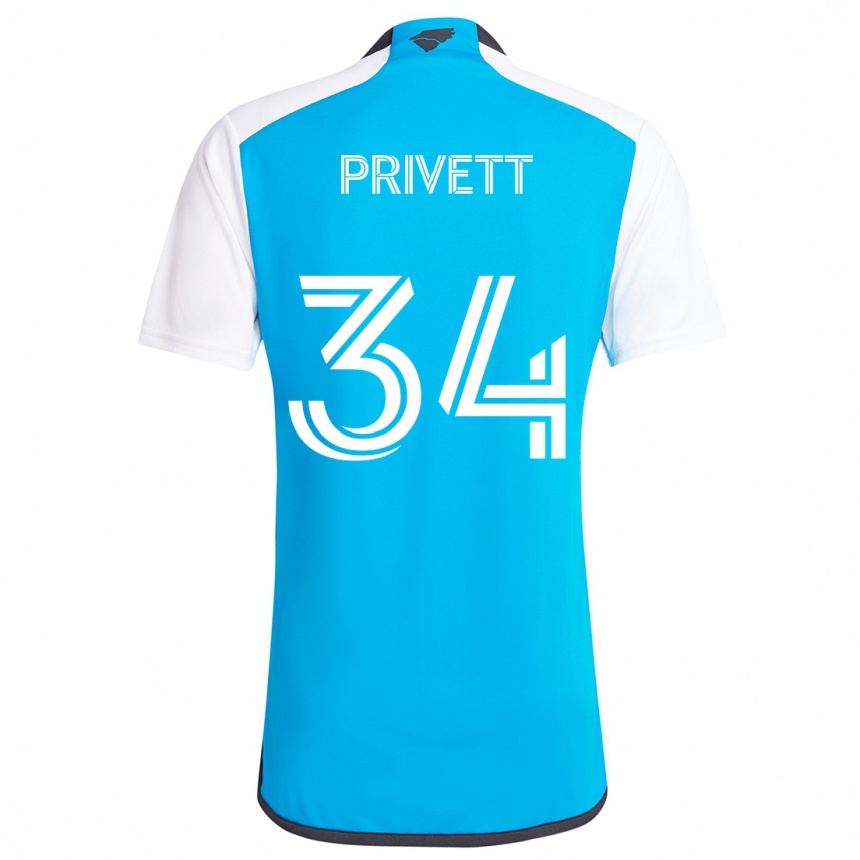 Niño Fútbol Camiseta Andrew Privett #34 Azul Blanco 1ª Equipación 2024/25 México