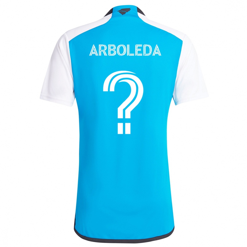 Niño Fútbol Camiseta Jeyden Arboleda #0 Azul Blanco 1ª Equipación 2024/25 México