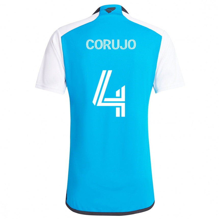 Niño Fútbol Camiseta Guzmán Corujo #4 Azul Blanco 1ª Equipación 2024/25 México