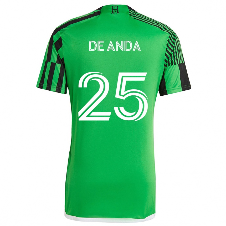 Niño Fútbol Camiseta Anthony De Anda #25 Verde Negro 1ª Equipación 2024/25 México