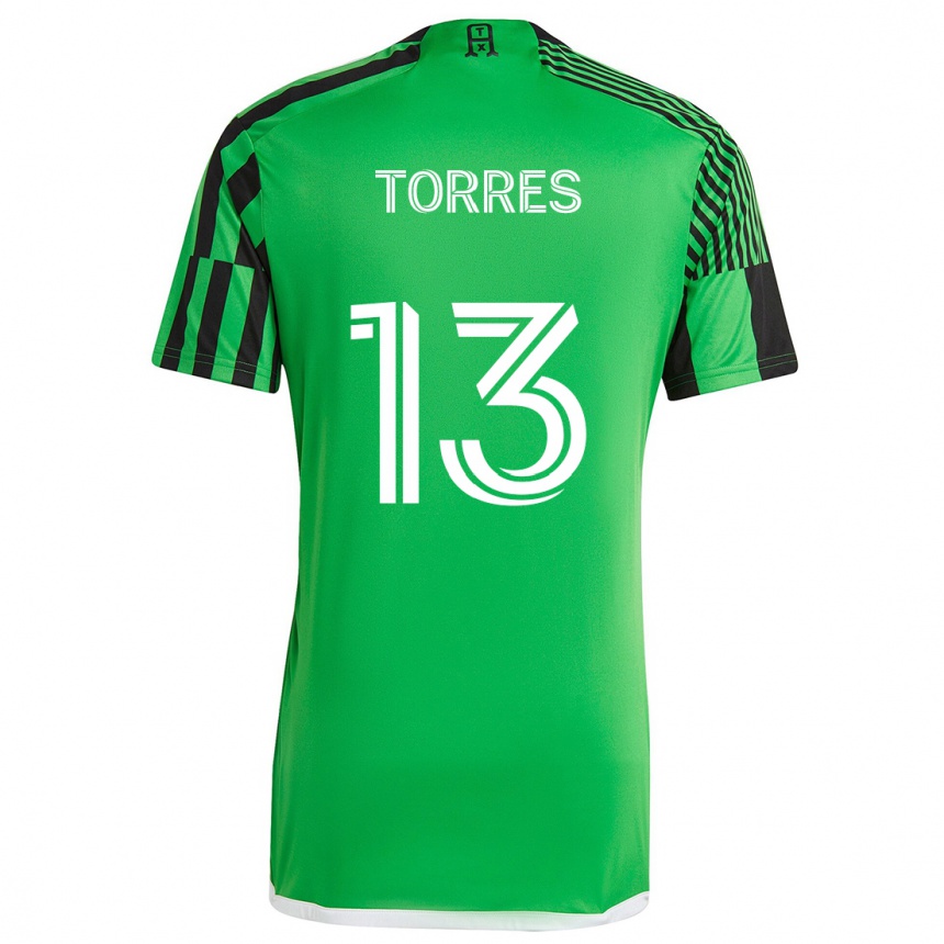 Niño Fútbol Camiseta Leo Torres #13 Verde Negro 1ª Equipación 2024/25 México