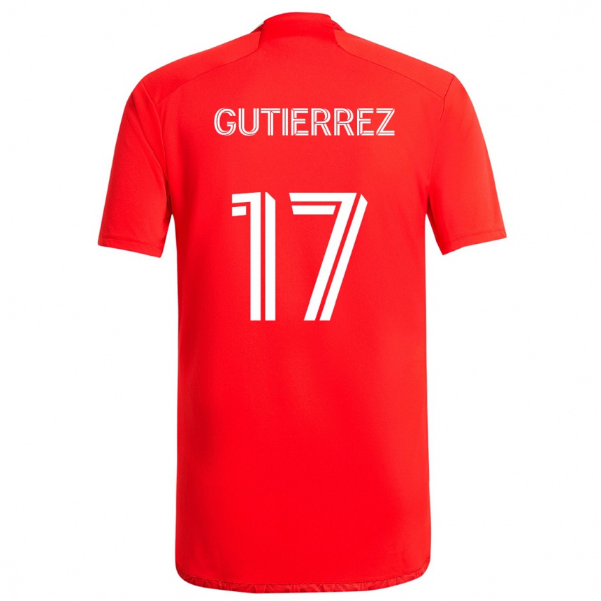 Niño Fútbol Camiseta Brian Gutiérrez #17 Rojo Blanco 1ª Equipación 2024/25 México