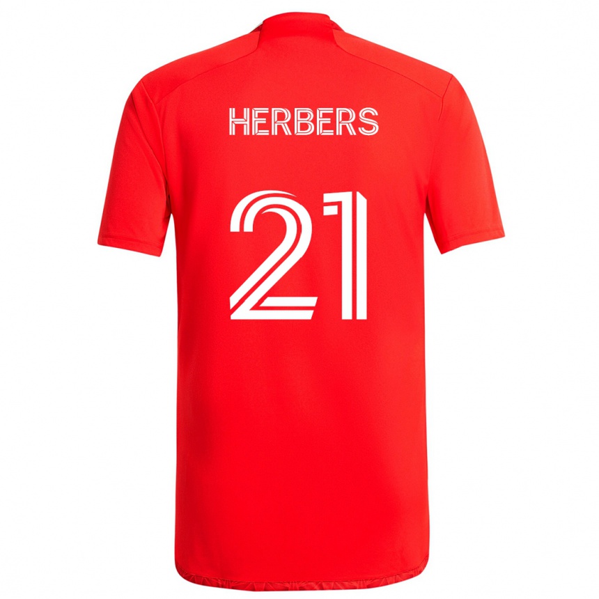 Niño Fútbol Camiseta Fabian Herbers #21 Rojo Blanco 1ª Equipación 2024/25 México