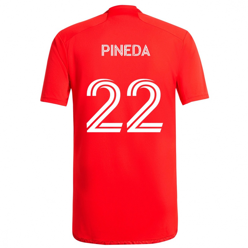 Niño Fútbol Camiseta Mauricio Pineda #22 Rojo Blanco 1ª Equipación 2024/25 México