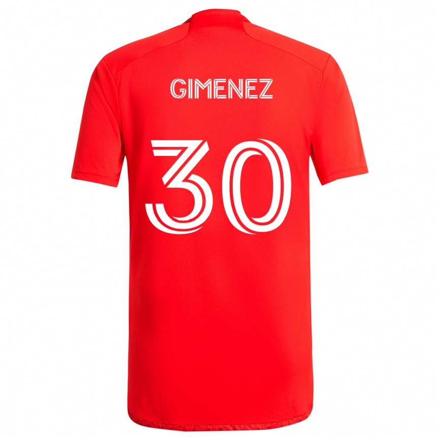 Niño Fútbol Camiseta Gastón Giménez #30 Rojo Blanco 1ª Equipación 2024/25 México