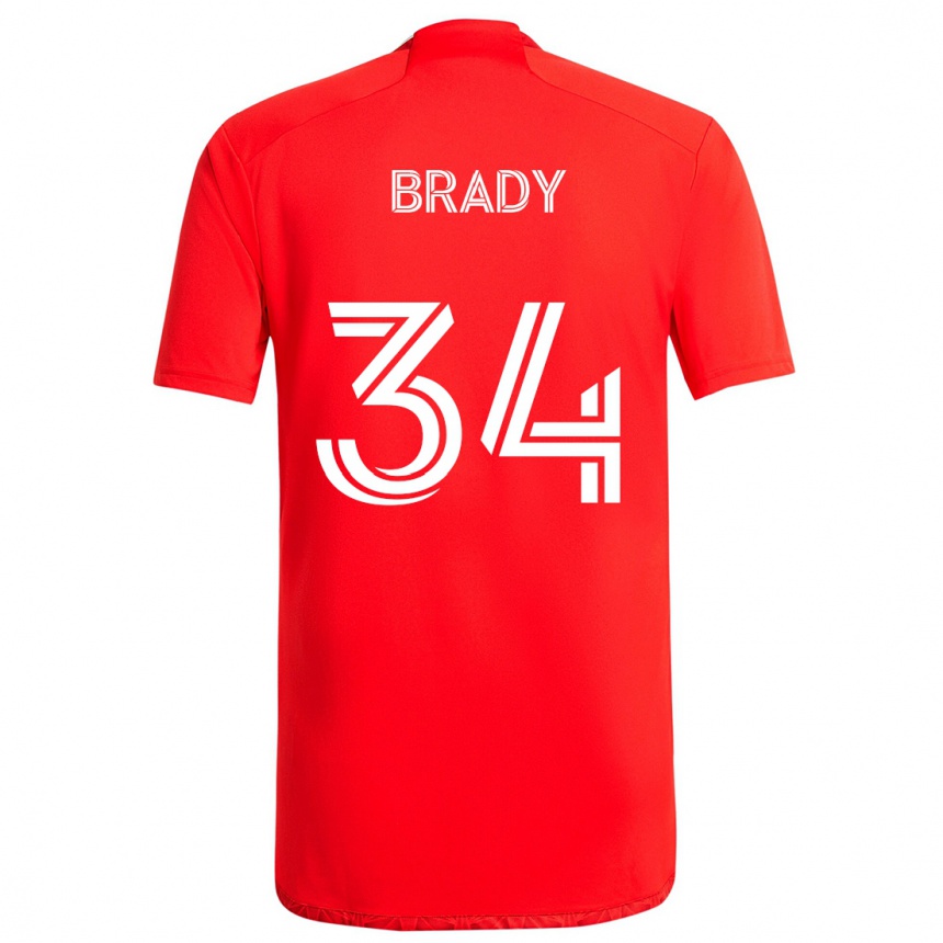 Niño Fútbol Camiseta Chris Brady #34 Rojo Blanco 1ª Equipación 2024/25 México