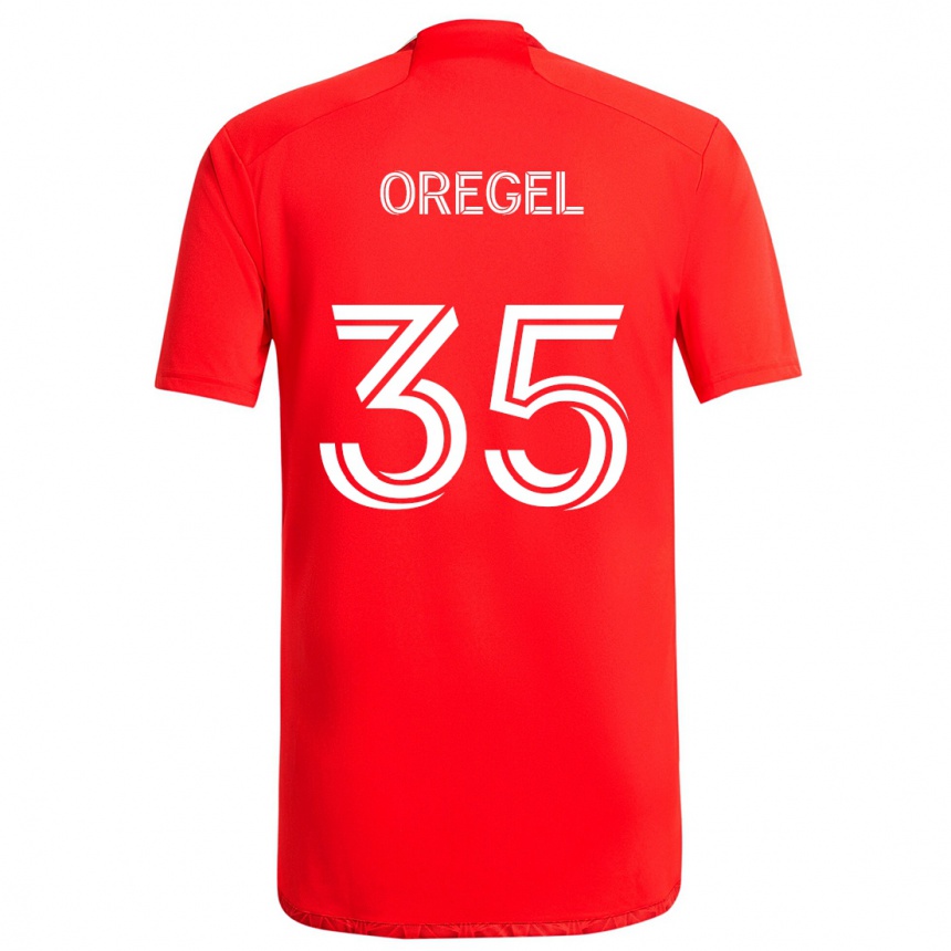 Niño Fútbol Camiseta Sergio Oregel #35 Rojo Blanco 1ª Equipación 2024/25 México