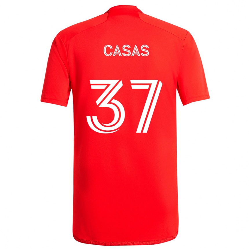 Niño Fútbol Camiseta Javier Casas #37 Rojo Blanco 1ª Equipación 2024/25 México