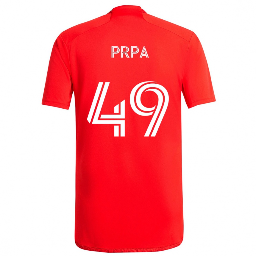 Niño Fútbol Camiseta Luka Prpa #49 Rojo Blanco 1ª Equipación 2024/25 México