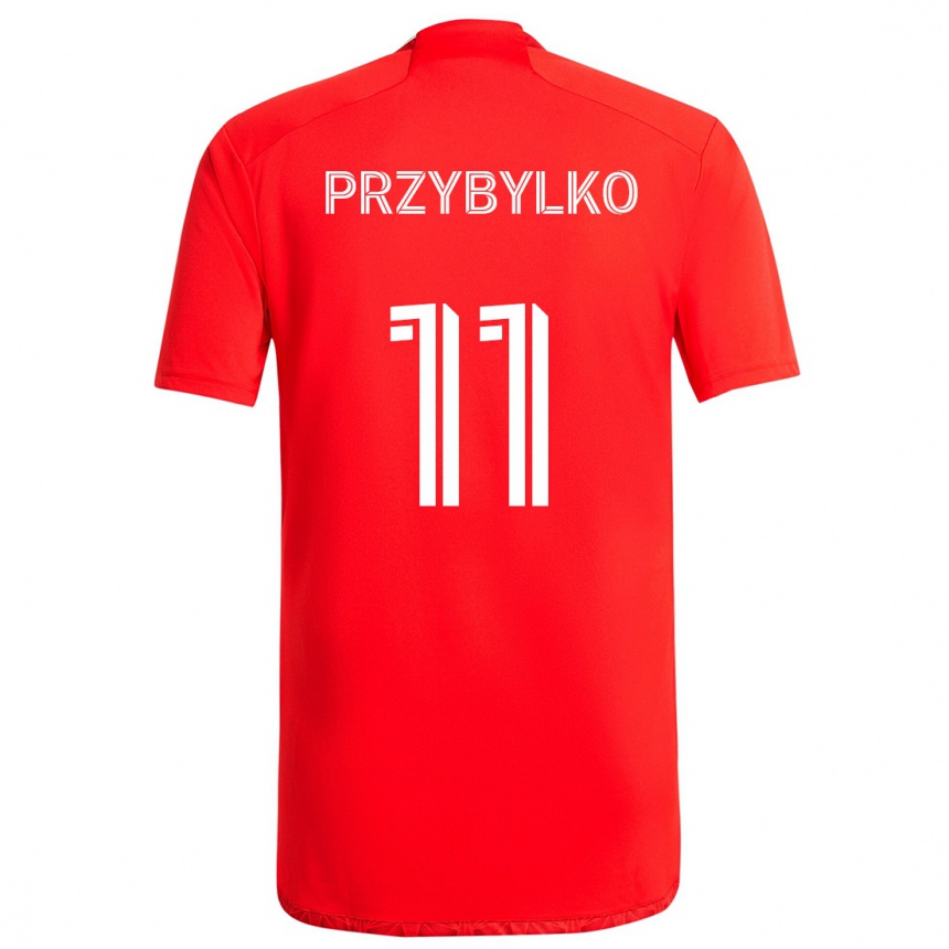 Niño Fútbol Camiseta Kacper Przybylko #11 Rojo Blanco 1ª Equipación 2024/25 México