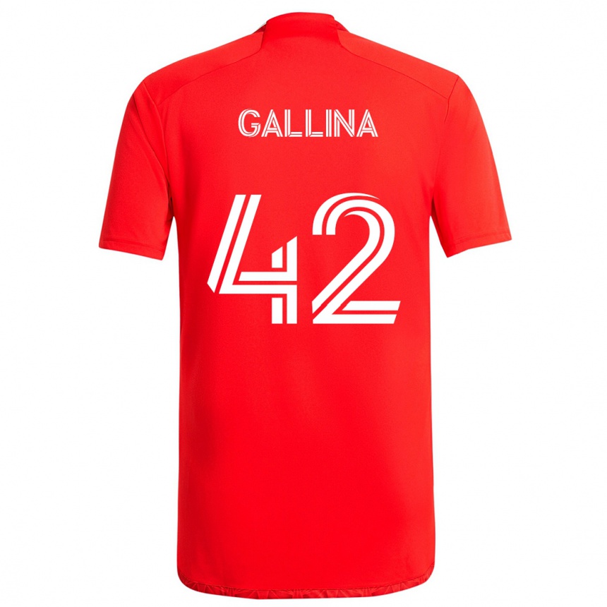 Niño Fútbol Camiseta Henrique Gallina #42 Rojo Blanco 1ª Equipación 2024/25 México