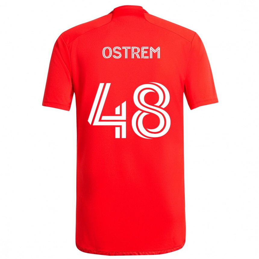 Niño Fútbol Camiseta Charlie Ostrem #48 Rojo Blanco 1ª Equipación 2024/25 México