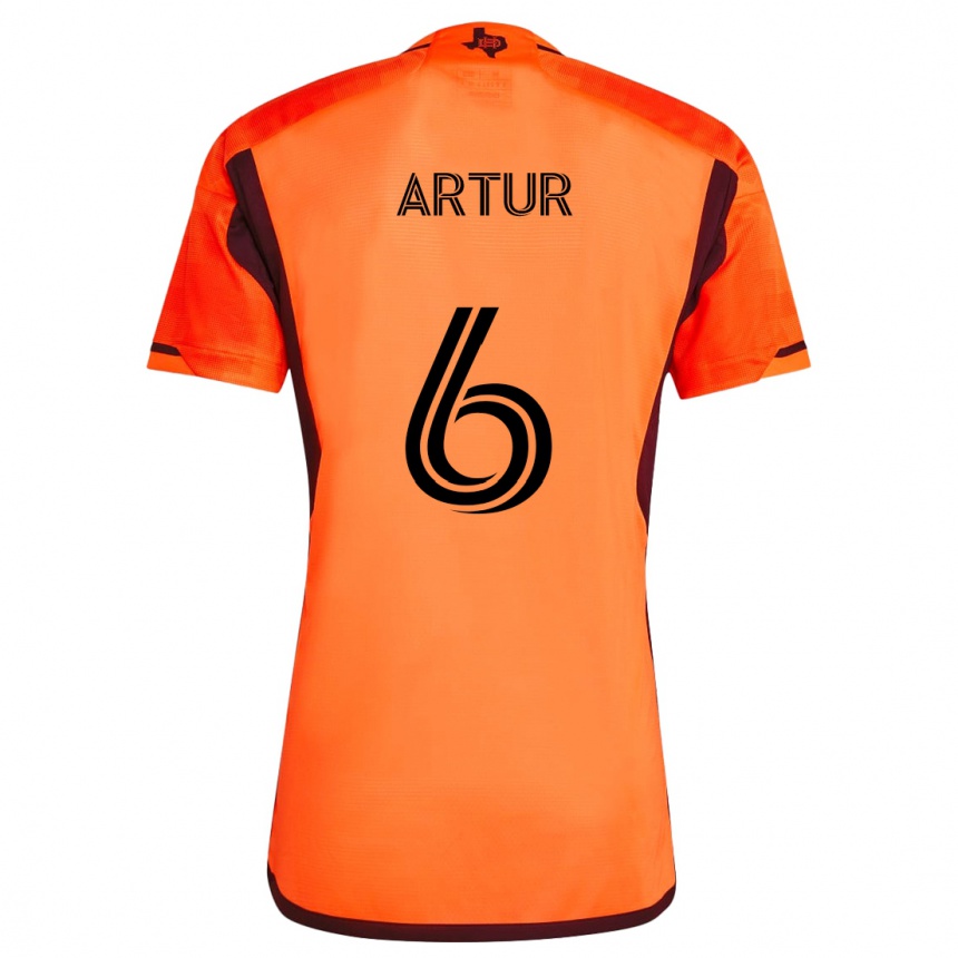 Niño Fútbol Camiseta Artur #6 Naranja Negro 1ª Equipación 2024/25 México