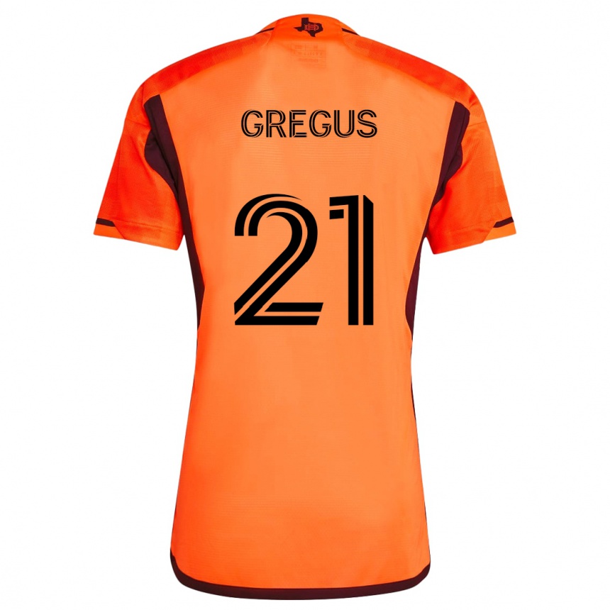 Niño Fútbol Camiseta Ján Gregus #21 Naranja Negro 1ª Equipación 2024/25 México