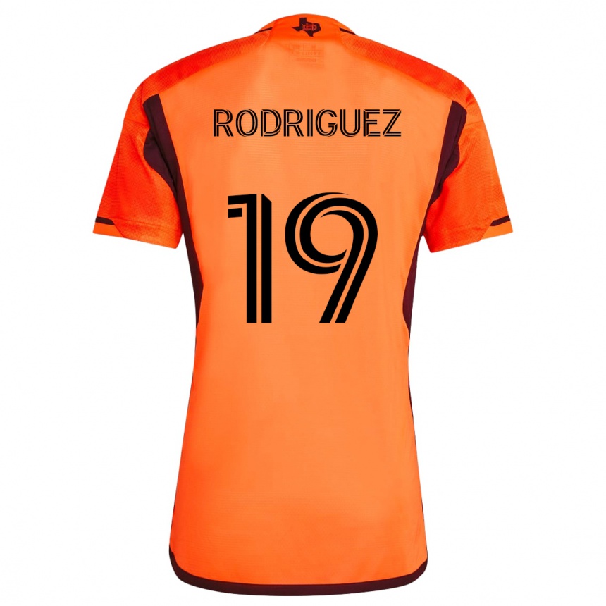 Niño Fútbol Camiseta Sebastian Rodriguez #19 Naranja Negro 1ª Equipación 2024/25 México