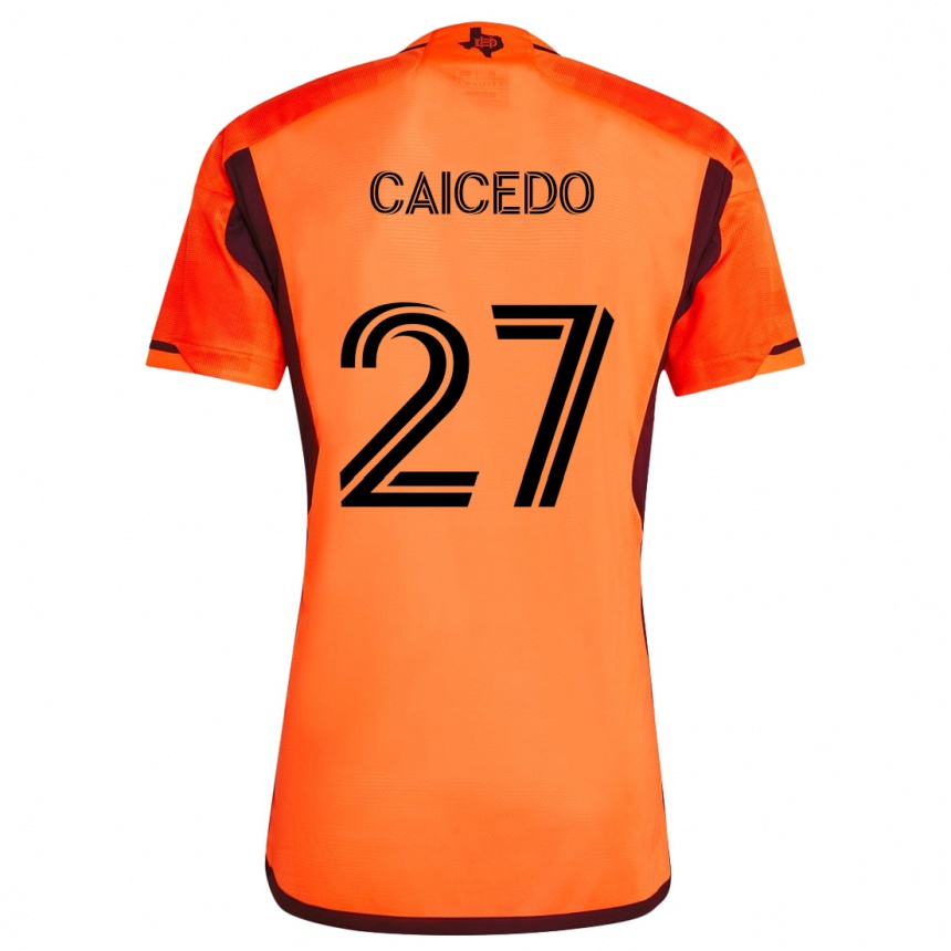 Niño Fútbol Camiseta Luis Caicedo #27 Naranja Negro 1ª Equipación 2024/25 México