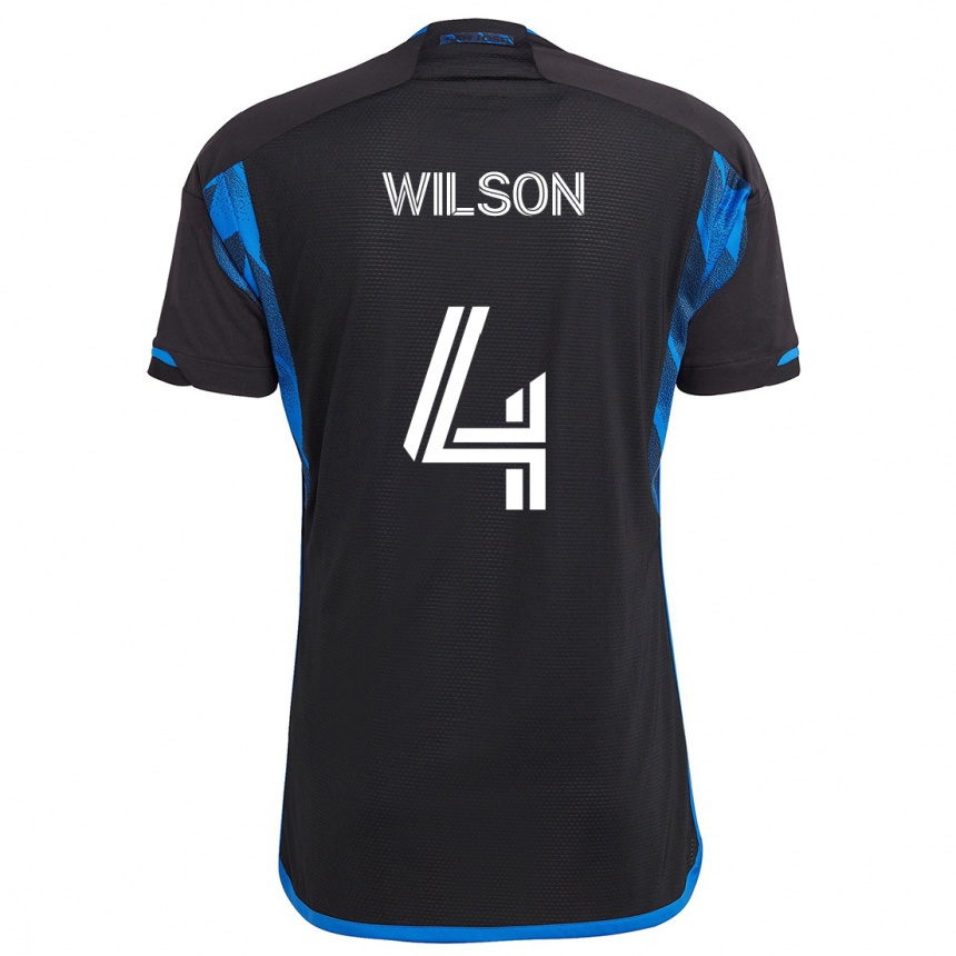 Niño Fútbol Camiseta Bruno Wilson #4 Azul Negro 1ª Equipación 2024/25 México