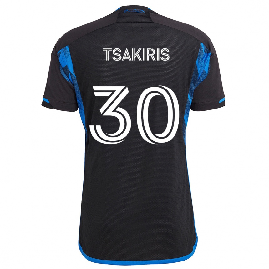 Niño Fútbol Camiseta Niko Tsakiris #30 Azul Negro 1ª Equipación 2024/25 México