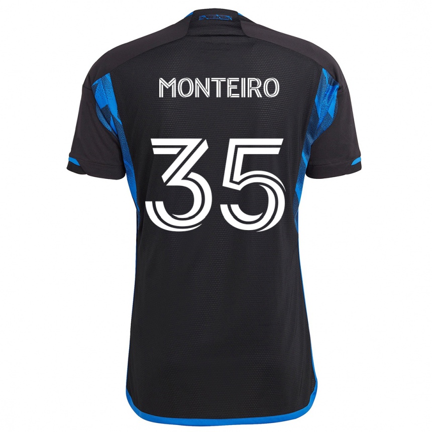 Niño Fútbol Camiseta Jamiro Monteiro #35 Azul Negro 1ª Equipación 2024/25 México