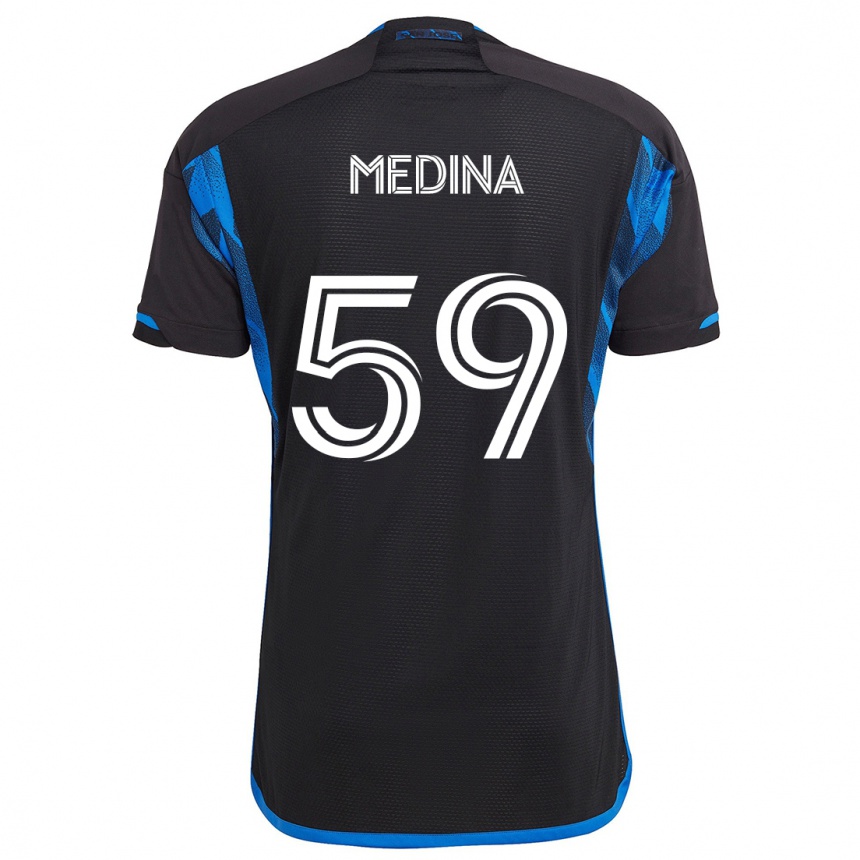 Niño Fútbol Camiseta Cruz Medina #59 Azul Negro 1ª Equipación 2024/25 México