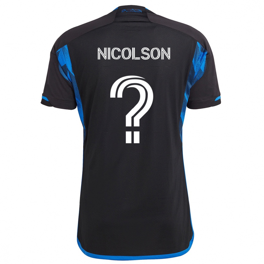 Niño Fútbol Camiseta John Nicolson #0 Azul Negro 1ª Equipación 2024/25 México