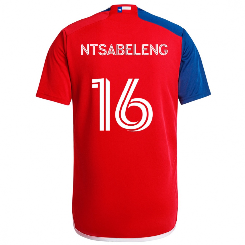 Niño Fútbol Camiseta Tsiki Ntsabeleng #16 Azul Rojo 1ª Equipación 2024/25 México