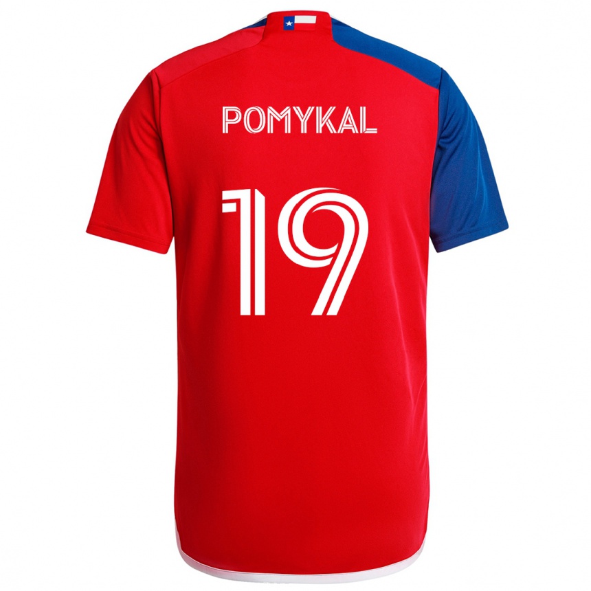 Niño Fútbol Camiseta Paxton Pomykal #19 Azul Rojo 1ª Equipación 2024/25 México