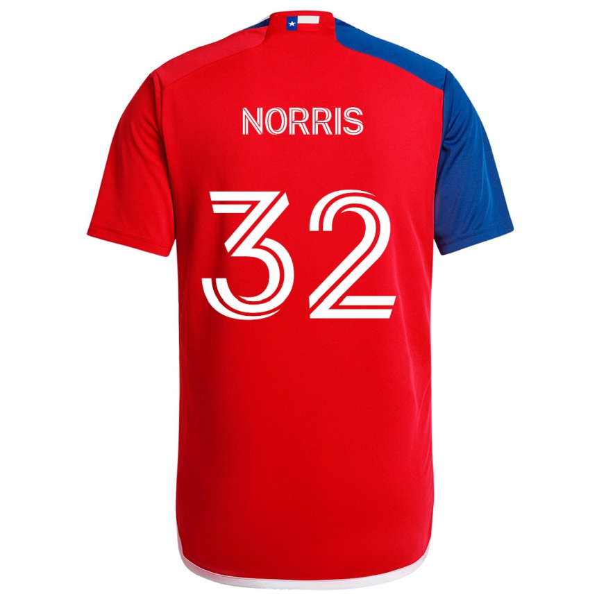 Niño Fútbol Camiseta Nolan Norris #32 Azul Rojo 1ª Equipación 2024/25 México