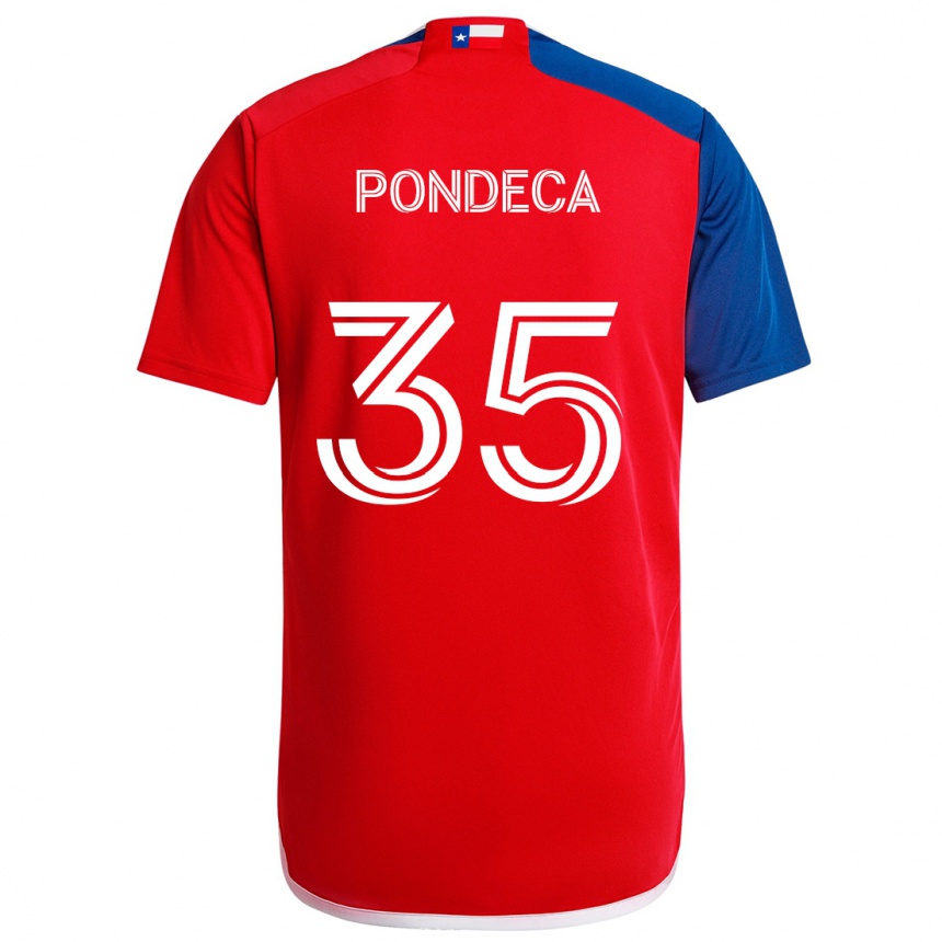 Niño Fútbol Camiseta Tomas Pondeca #35 Azul Rojo 1ª Equipación 2024/25 México