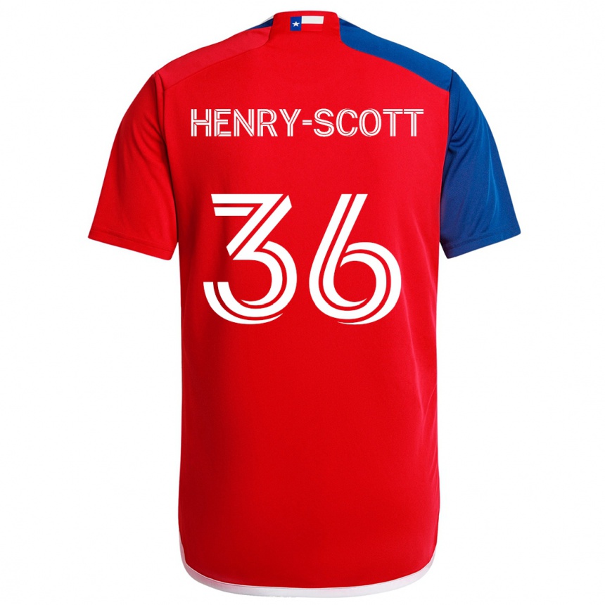 Niño Fútbol Camiseta Malik Henry-Scott #36 Azul Rojo 1ª Equipación 2024/25 México