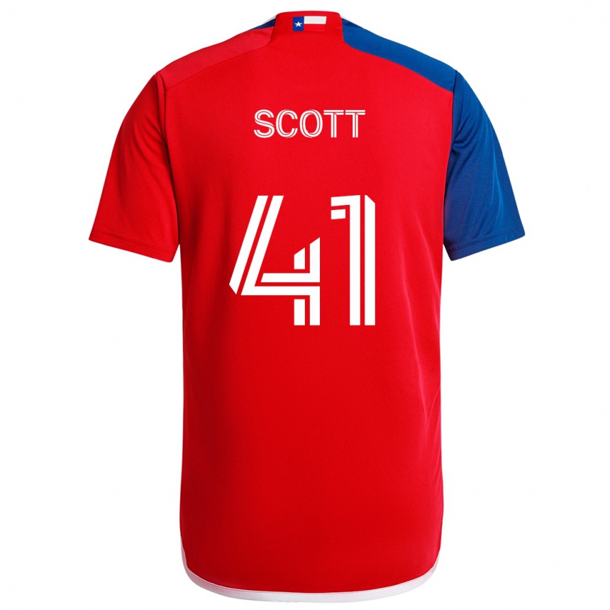 Niño Fútbol Camiseta Tarik Scott #41 Azul Rojo 1ª Equipación 2024/25 México