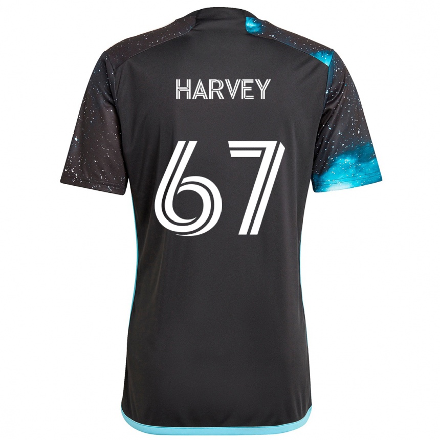 Niño Fútbol Camiseta Carlos Harvey #67 Azul Negro 1ª Equipación 2024/25 México