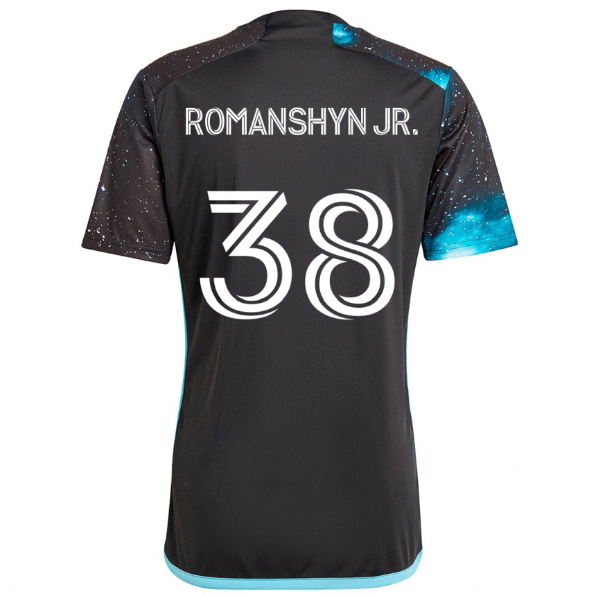 Niño Fútbol Camiseta Kage Romanshyn Jr. #38 Azul Negro 1ª Equipación 2024/25 México