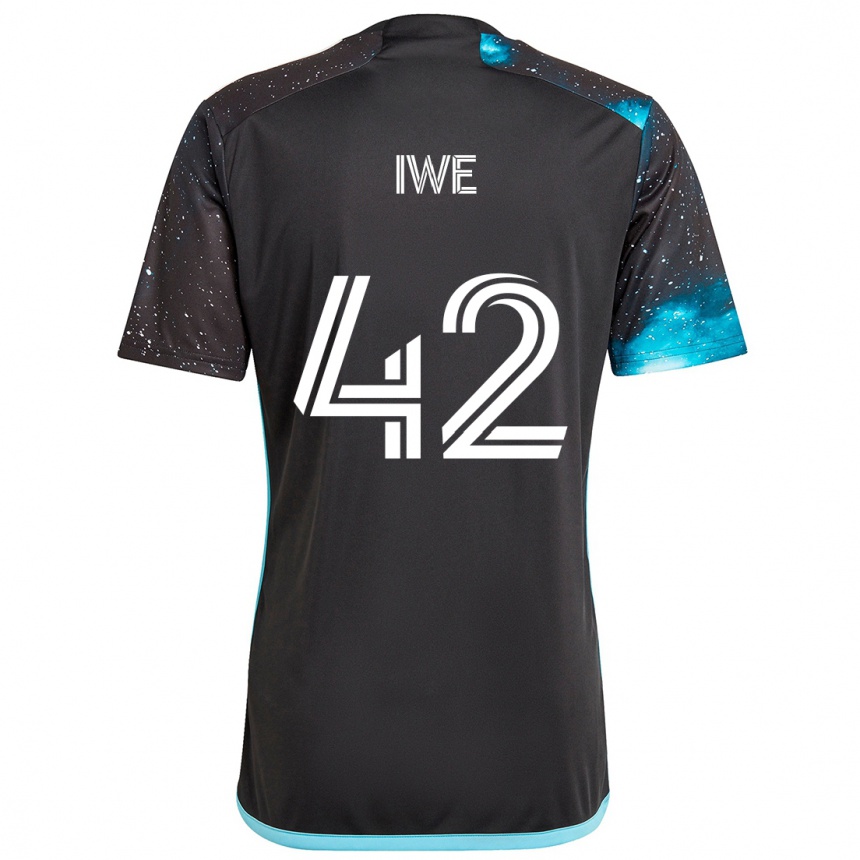 Niño Fútbol Camiseta Emmanuel Iwe #42 Azul Negro 1ª Equipación 2024/25 México