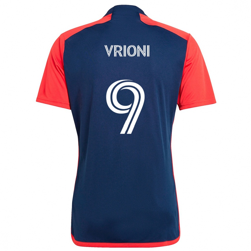 Niño Fútbol Camiseta Giacomo Vrioni #9 Azul Rojo 1ª Equipación 2024/25 México