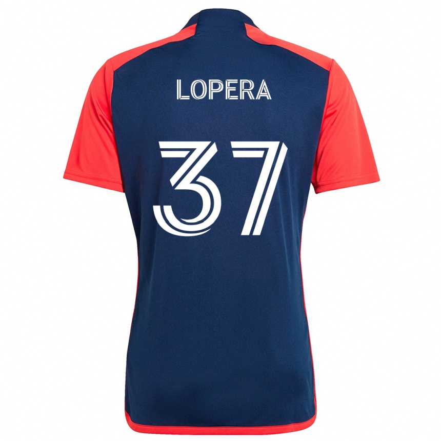 Niño Fútbol Camiseta Steban Lopera #37 Azul Rojo 1ª Equipación 2024/25 México