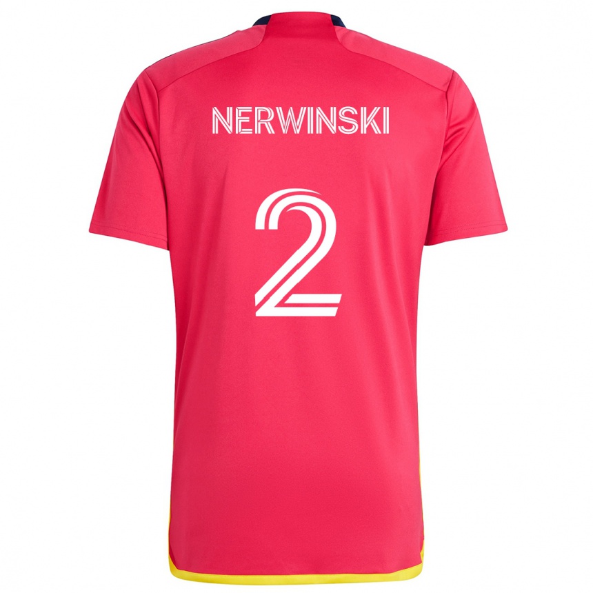 Niño Fútbol Camiseta Jake Nerwinski #2 Rojo Azul 1ª Equipación 2024/25 México