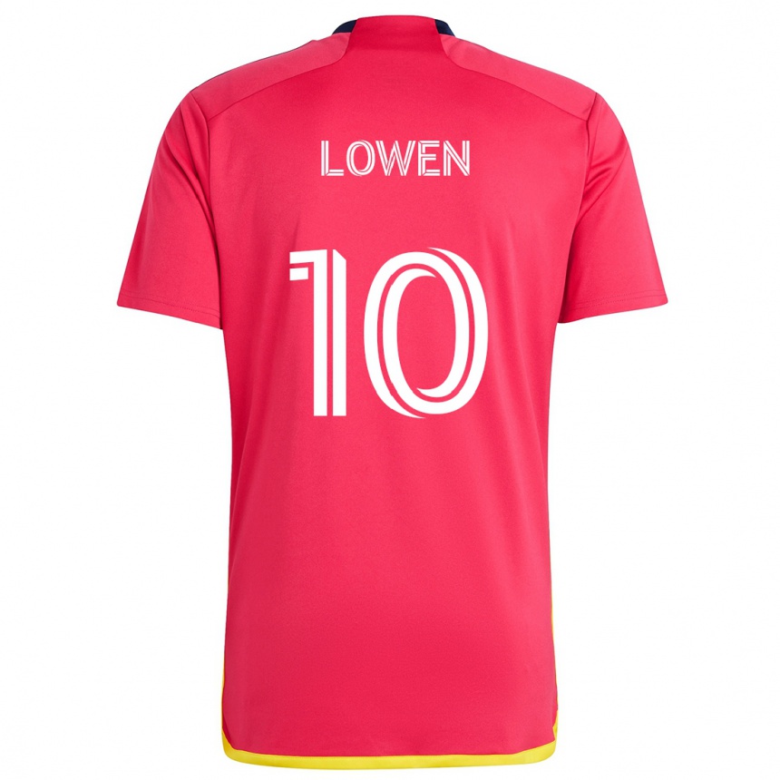 Niño Fútbol Camiseta Eduard Löwen #10 Rojo Azul 1ª Equipación 2024/25 México