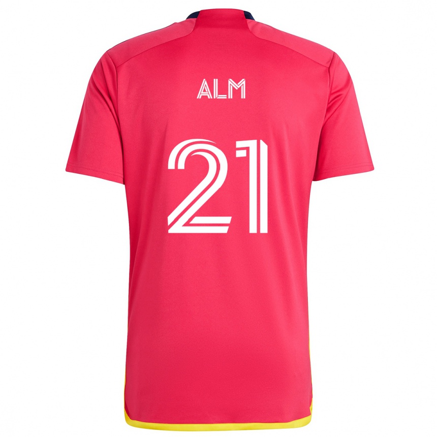 Niño Fútbol Camiseta Rasmus Alm #21 Rojo Azul 1ª Equipación 2024/25 México