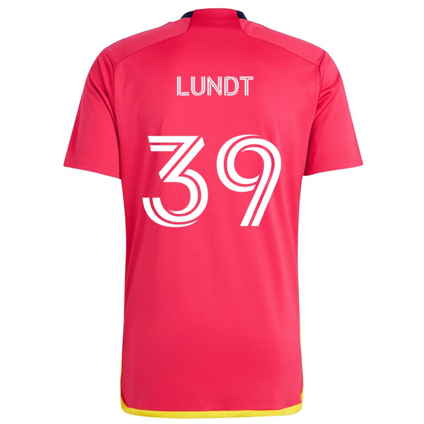 Niño Fútbol Camiseta Ben Lundt #39 Rojo Azul 1ª Equipación 2024/25 México