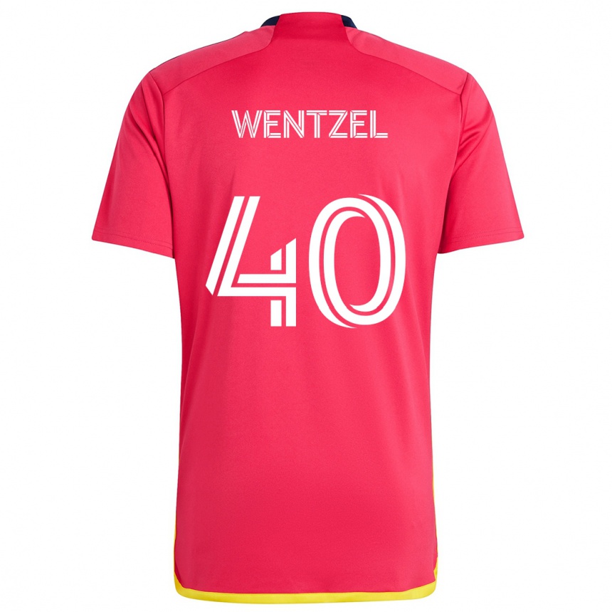 Niño Fútbol Camiseta Michael Wentzel #40 Rojo Azul 1ª Equipación 2024/25 México