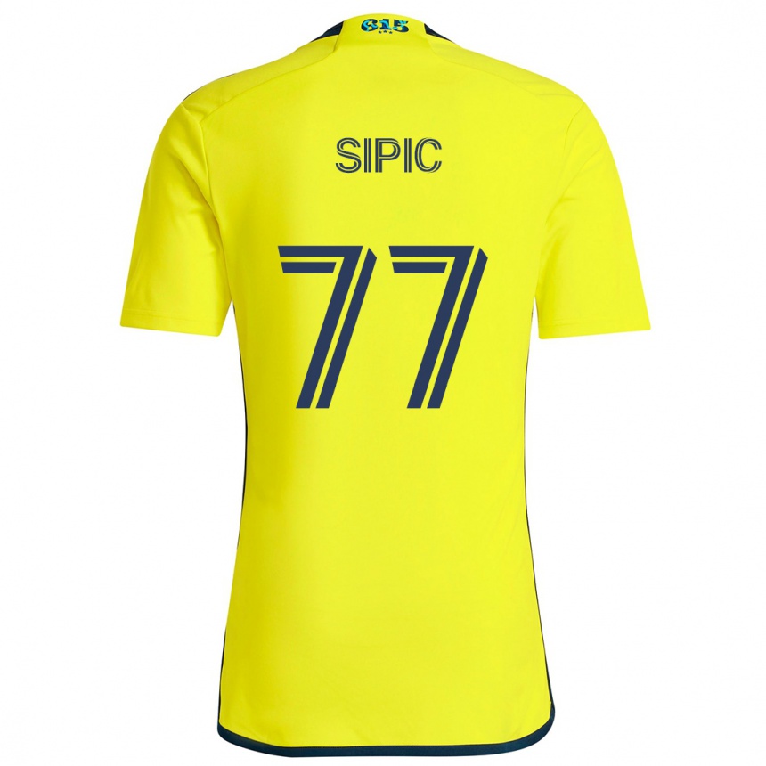 Niño Fútbol Camiseta Adem Sipić #77 Amarillo Azul 1ª Equipación 2024/25 México