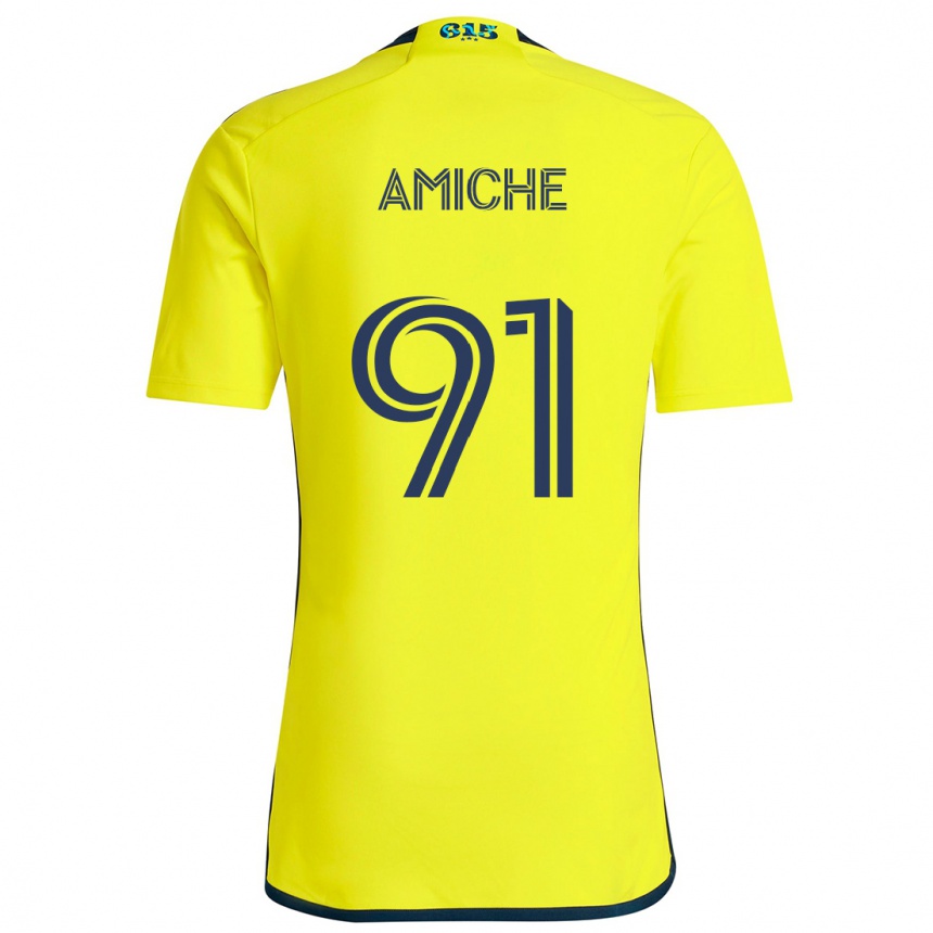 Niño Fútbol Camiseta Kemy Amiche #91 Amarillo Azul 1ª Equipación 2024/25 México