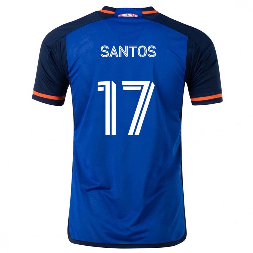 Niño Fútbol Camiseta Sergio Santos #17 Azul Blanco 1ª Equipación 2024/25 México