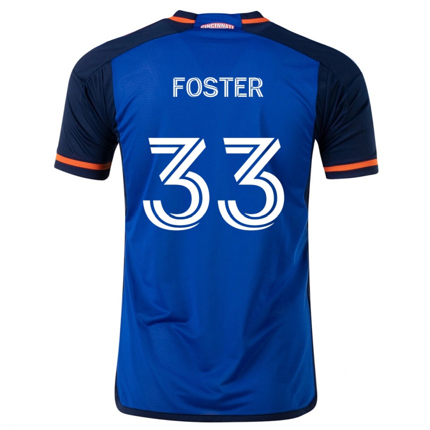 Niño Fútbol Camiseta Isaiah Foster #33 Azul Blanco 1ª Equipación 2024/25 México